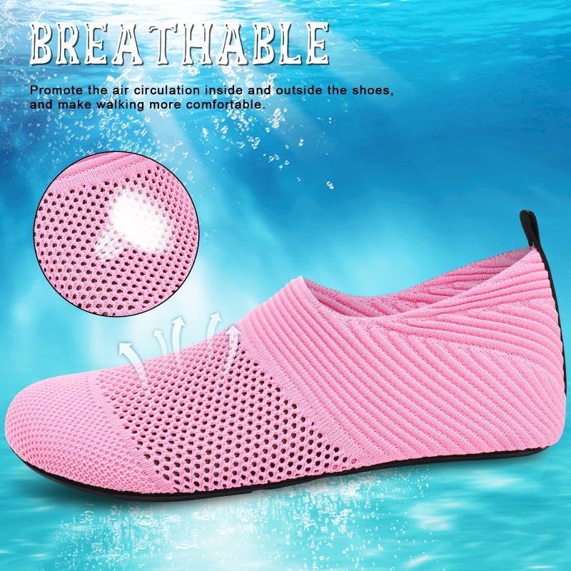 ANLUKE Barefoot Quick-Dry Water Sports Shoes Aqua Socks for Swim Beach Pool Surf Yoga for Women Men (40/41, KPink) - Image 4
